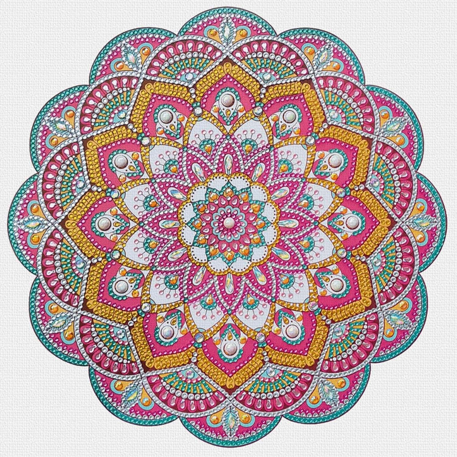 Diamantové malování - mandala zelenočervená